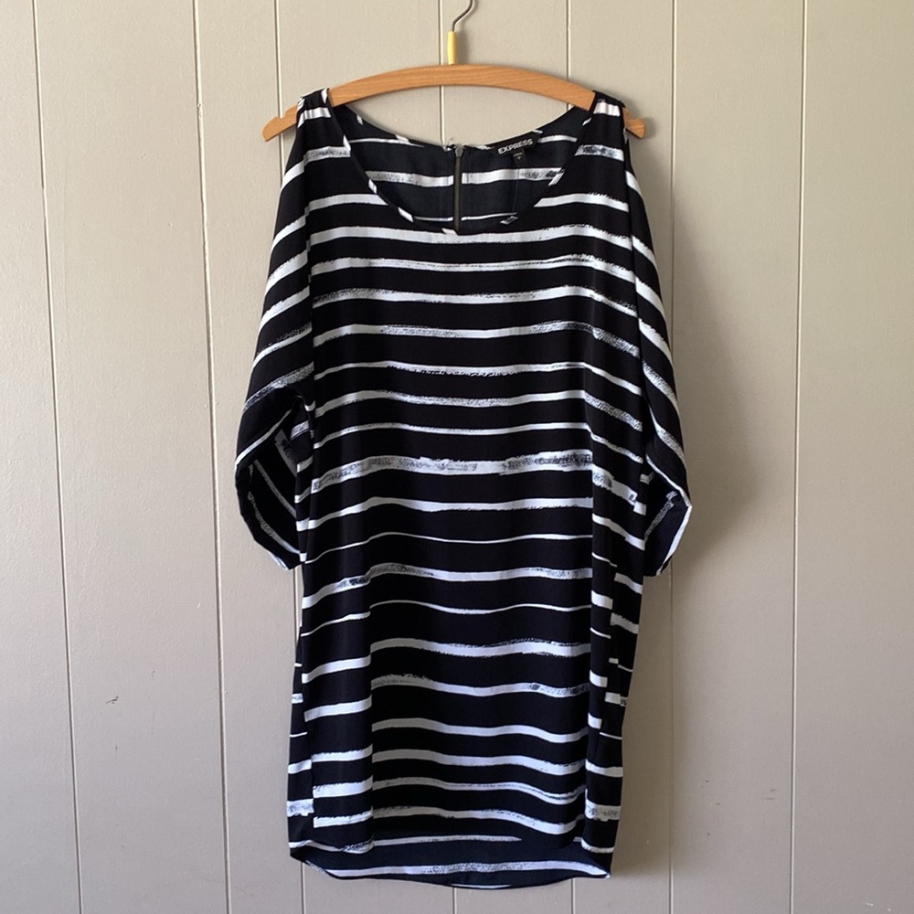 Express Black and White Striped Dress Size Small